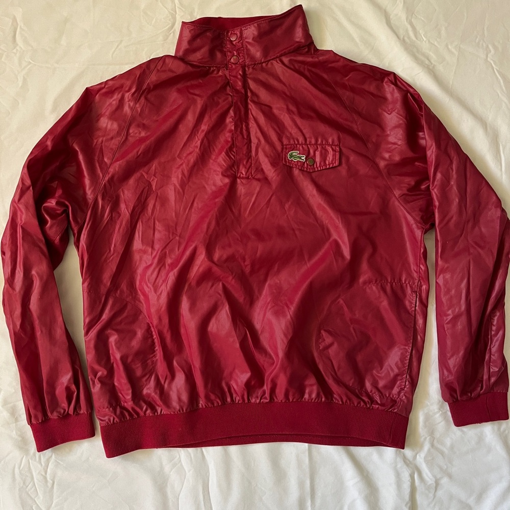 Vintage Izod Lacoste Red 1/4 Zip Windbreaker Nylon Jacket
